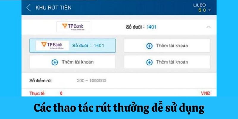 Các thao tác rút thưởng dễ dàng thao tác